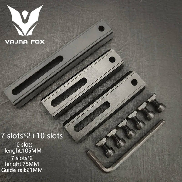 Planet Gates DE 3 piece set 8 / CHINA Adjustable Hole Spacing Rails 21mm Rail Total Length 135mm 105MM 75mm 55MM Rail  Dual System Mlok Keymod Hunting Accessories