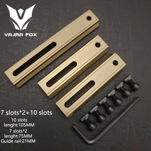Planet Gates DE 3 piece set 8 / CHINA Adjustable Hole Spacing Rails 21mm Rail Total Length 135mm 105MM 75mm 55MM Rail  Dual System Mlok Keymod Hunting Accessories
