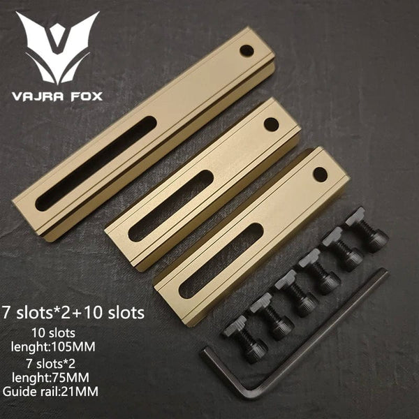 Planet Gates DE 3 piece set 8 / CHINA Adjustable Hole Spacing Rails 21mm Rail Total Length 135mm 105MM 75mm 55MM Rail  Dual System Mlok Keymod Hunting Accessories
