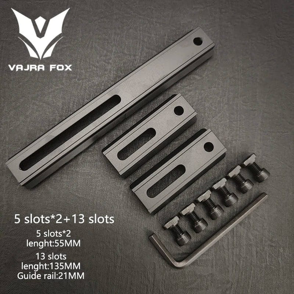 Planet Gates DE 3 piece set 8 / CHINA Adjustable Hole Spacing Rails 21mm Rail Total Length 135mm 105MM 75mm 55MM Rail  Dual System Mlok Keymod Hunting Accessories