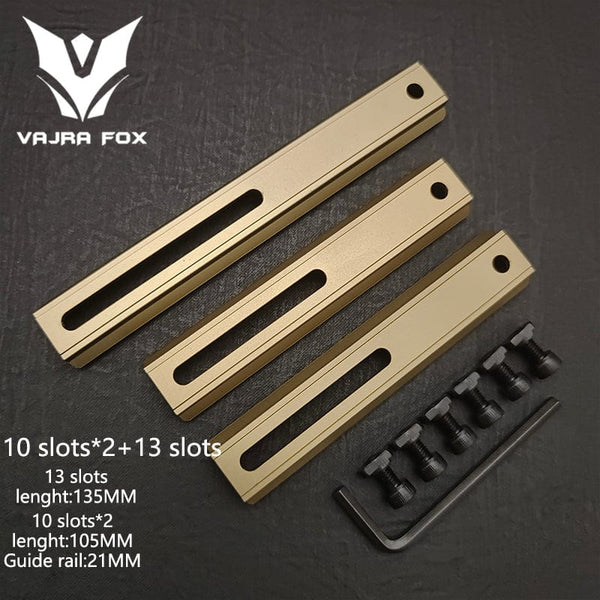 Planet Gates DE 3 piece set 8 / CHINA Adjustable Hole Spacing Rails 21mm Rail Total Length 135mm 105MM 75mm 55MM Rail  Dual System Mlok Keymod Hunting Accessories