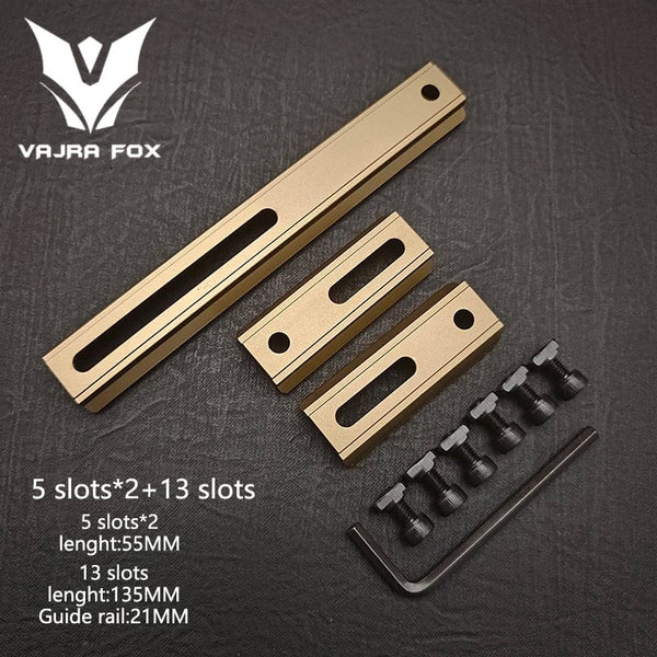 Planet Gates DE 3 piece set 8 / CHINA Adjustable Hole Spacing Rails 21mm Rail Total Length 135mm 105MM 75mm 55MM Rail  Dual System Mlok Keymod Hunting Accessories