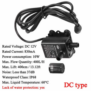 Planet Gates Decdeal Ultra-quiet Mini Brushless DC/USB Water Pump 5/12V 5-10W 250-400L/H Lift 300cm Submersible Fountain Aquarium Circulating