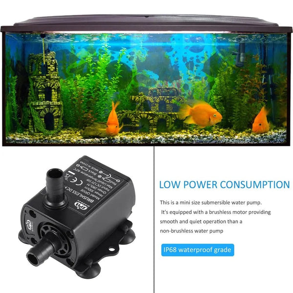 Planet Gates Decdeal Ultra-quiet Mini Brushless DC/USB Water Pump 5/12V 5-10W 250-400L/H Lift 300cm Submersible Fountain Aquarium Circulating