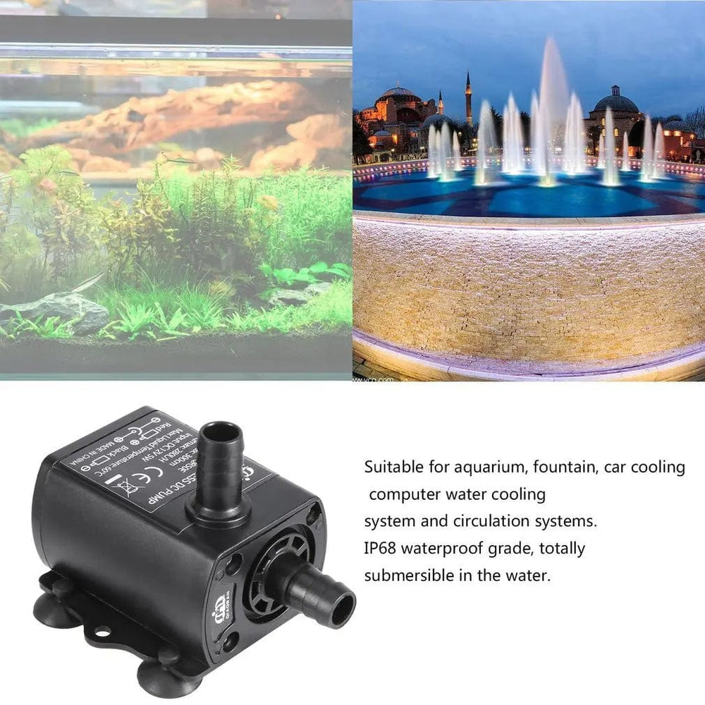 Planet Gates Decdeal Ultra-quiet Mini Brushless DC/USB Water Pump 5/12V 5-10W 250-400L/H Lift 300cm Submersible Fountain Aquarium Circulating