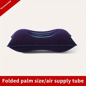 Planet Gates Deep Blue 1pc Inflatable Square Pillow, Portable Inflatable Pillow, Small Square Velvet Travel Air Pillow, Comfortable Inflatable Pillow For Office, Camping, Hiking, Car, Nap And Holiday Travel