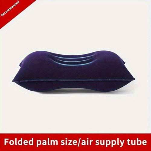 Planet Gates Deep Blue 1pc Inflatable Square Pillow, Portable Inflatable Pillow, Small Square Velvet Travel Air Pillow, Comfortable Inflatable Pillow For Office, Camping, Hiking, Car, Nap And Holiday Travel