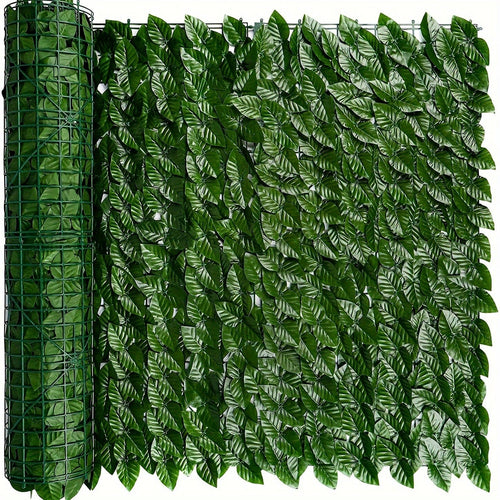 Planet Gates Deep Green 1pc Artificial Hedge Faux Ivy Fence, Privacy Screen, Fake Leaf Balcony Fencing And Vine Greenly UV Wall Decoration, Outdoor Garden Decoration Fence
