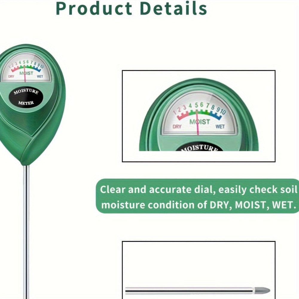 Planet Gates Deep Green Soil Moisture Meter Household Plant Soil Moisture Monitor For Indoor And Outdoor, Garden, Farm, Lawn Plant Care, No Battery Required