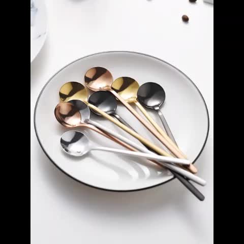 Planet Gates Default 4 PCS 17.4cm Coffee Espresso Spoons, Stainless Steel Stirring Spoons, Tea Spoons, Long Handle Iced Tea Spoon, Tableware