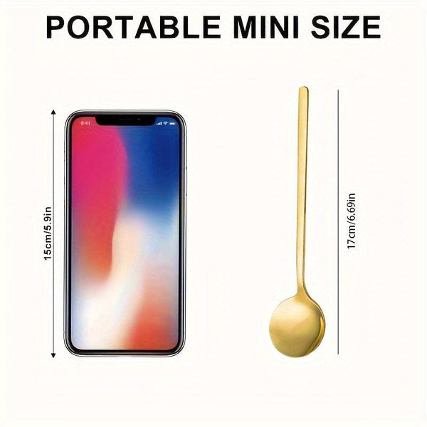 Planet Gates Default 4 PCS 17.4cm Coffee Espresso Spoons, Stainless Steel Stirring Spoons, Tea Spoons, Long Handle Iced Tea Spoon, Tableware