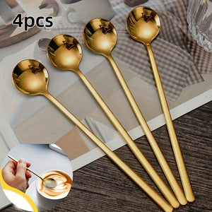 Planet Gates Default 4 PCS 17.4cm Coffee Espresso Spoons, Stainless Steel Stirring Spoons, Tea Spoons, Long Handle Iced Tea Spoon, Tableware
