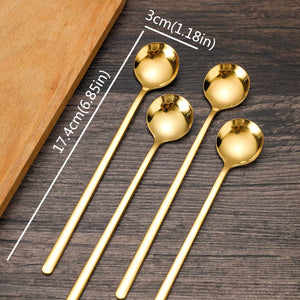 Planet Gates Default 4 PCS 17.4cm Coffee Espresso Spoons, Stainless Steel Stirring Spoons, Tea Spoons, Long Handle Iced Tea Spoon, Tableware