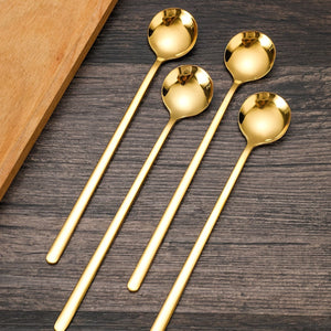 Planet Gates Default 4 PCS 17.4cm Coffee Espresso Spoons, Stainless Steel Stirring Spoons, Tea Spoons, Long Handle Iced Tea Spoon, Tableware