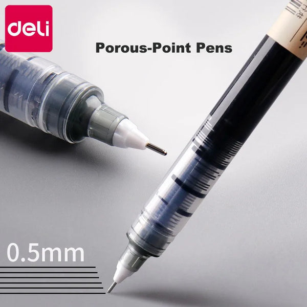 Planet Gates Deli 6/10pcs Rollerball Pen Set 0.5mm Black Blue Red Quick-drying Ink Gel Pens Stationery Supplies Student Writing Signature Pen