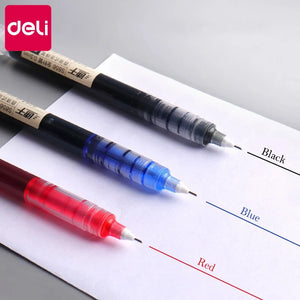 Planet Gates Deli 6/10pcs Rollerball Pen Set 0.5mm Black Blue Red Quick-drying Ink Gel Pens Stationery Supplies Student Writing Signature Pen