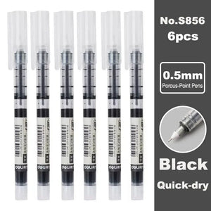 Planet Gates Deli 6/10pcs Rollerball Pen Set 0.5mm Black Blue Red Quick-drying Ink Gel Pens Stationery Supplies Student Writing Signature Pen