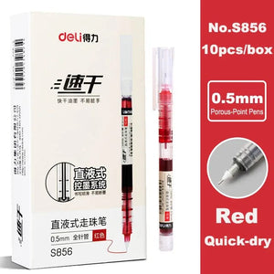 Planet Gates Deli 6/10pcs Rollerball Pen Set 0.5mm Black Blue Red Quick-drying Ink Gel Pens Stationery Supplies Student Writing Signature Pen