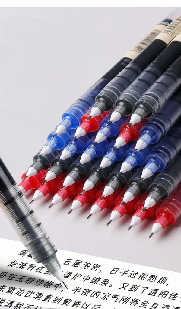 Planet Gates Deli 6/10pcs Rollerball Pen Set 0.5mm Black Blue Red Quick-drying Ink Gel Pens Stationery Supplies Student Writing Signature Pen