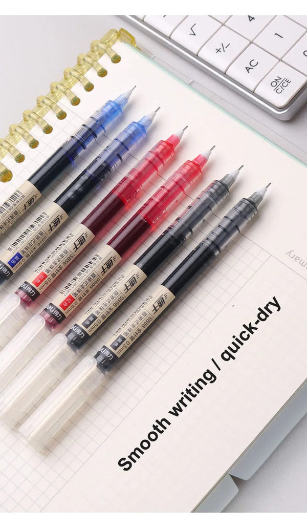 Planet Gates Deli 6/10pcs Rollerball Pen Set 0.5mm Black Blue Red Quick-drying Ink Gel Pens Stationery Supplies Student Writing Signature Pen