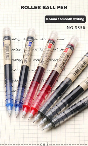 Planet Gates Deli 6/10pcs Rollerball Pen Set 0.5mm Black Blue Red Quick-drying Ink Gel Pens Stationery Supplies Student Writing Signature Pen