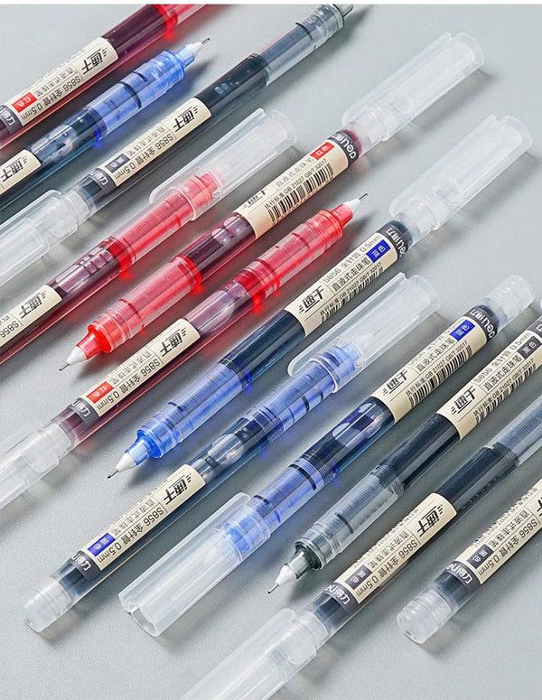 Planet Gates Deli 6/10pcs Rollerball Pen Set 0.5mm Black Blue Red Quick-drying Ink Gel Pens Stationery Supplies Student Writing Signature Pen