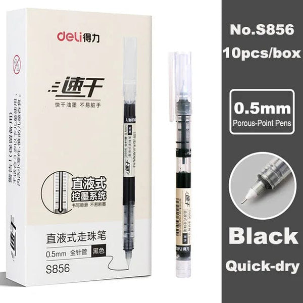 Planet Gates Deli 6/10pcs Rollerball Pen Set 0.5mm Black Blue Red Quick-drying Ink Gel Pens Stationery Supplies Student Writing Signature Pen