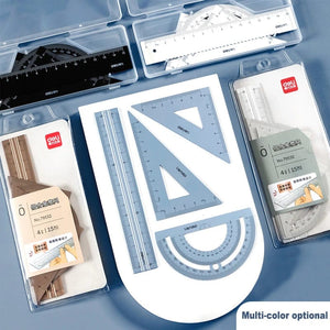 Planet Gates Deli Metal Ruler School Drawing Measuring Triangle Ruler for Kids Learning Angle Straight Ruler Set Office Accessories Supplies