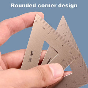 Planet Gates Deli Metal Ruler School Drawing Measuring Triangle Ruler for Kids Learning Angle Straight Ruler Set Office Accessories Supplies