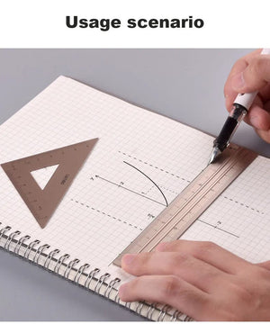 Planet Gates Deli Metal Ruler School Drawing Measuring Triangle Ruler for Kids Learning Angle Straight Ruler Set Office Accessories Supplies