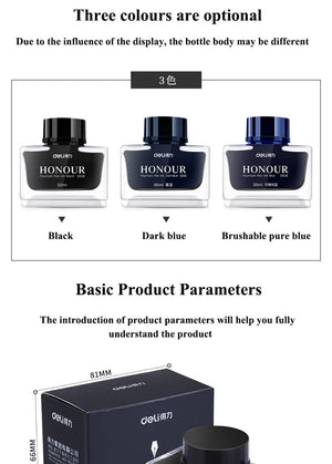 Planet Gates Deli S636 S635 Fountain Pen Ink 30ml 50ml Bottle Black Blue Pen Ink BlackBlue Red Ink Darkblue Ink Wholesale Ink Bottle