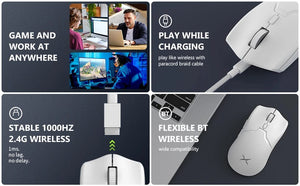 Planet Gates Delux M800 PAW3395 Wireless Gaming Mouse RGB light 26000DPI Wired Programmable Ergonomic Rechargeable Mice for PC Laptop Gamer