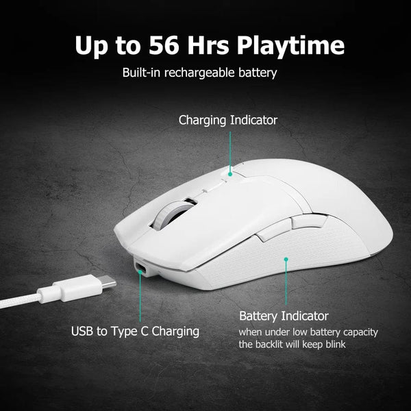 Planet Gates Delux M800 PAW3395 Wireless Gaming Mouse RGB light 26000DPI Wired Programmable Ergonomic Rechargeable Mice for PC Laptop Gamer