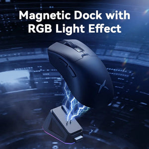 Planet Gates Delux M900PRO Wireless Gaming Mouse Ergonomic 8K Polling Rate PAW3395 63g Magnetic RGB Charging Dock for Right Big Hand PC Gamer