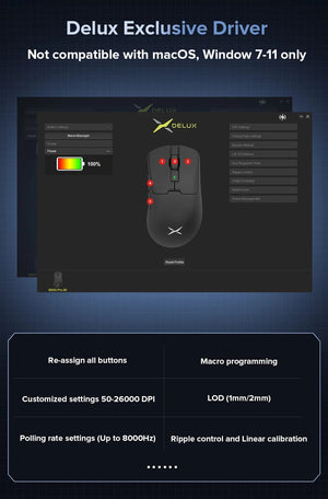 Planet Gates Delux M900PRO Wireless Gaming Mouse Ergonomic 8K Polling Rate PAW3395 63g Magnetic RGB Charging Dock for Right Big Hand PC Gamer