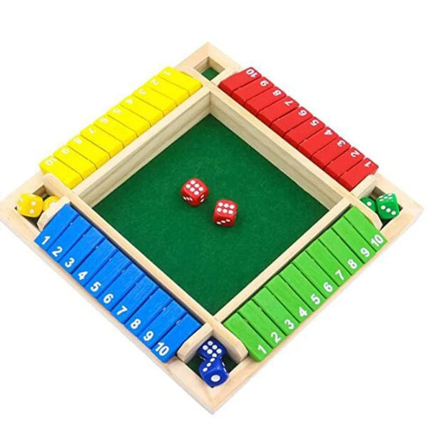 Planet Gates Deluxe Four Sided 10 Numbers Shut The Box Board Game Set Dice Party Club Drinking Games for Adults Families