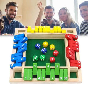 Planet Gates Deluxe Four Sided 10 Numbers Shut The Box Board Game Set Dice Party Club Drinking Games for Adults Families