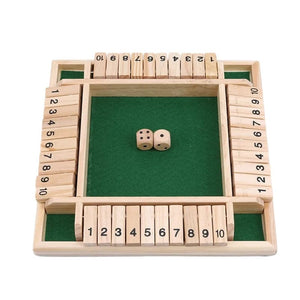 Planet Gates Deluxe Four Sided 10 Numbers Shut The Box Board Game Set Dice Party Club Drinking Games for Adults Families