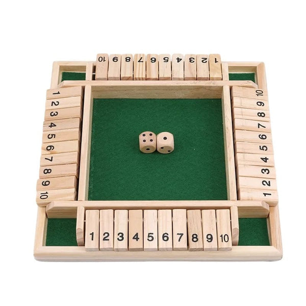 Planet Gates Deluxe Four Sided 10 Numbers Shut The Box Board Game Set Dice Party Club Drinking Games for Adults Families