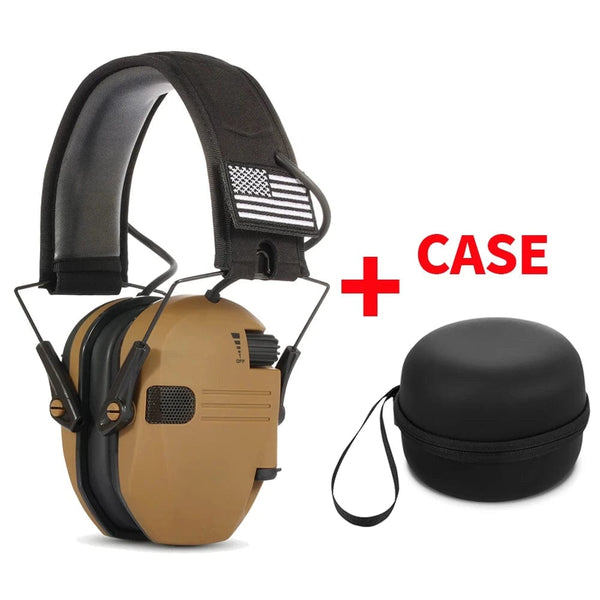 Planet Gates Desert with case Shooting Hearing Protection Electronic Tactical Headset Noise Cancelling Active Hunting Earmuffs NRR23dB With Bag