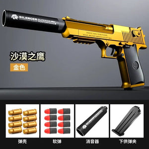 Planet Gates DesertEagle Gold G17 Soft Bullet Toy Gun Shell Ejection Foam Darts Pistol Desert Eagle Airsoft Gun With Silencer For Kid Adult