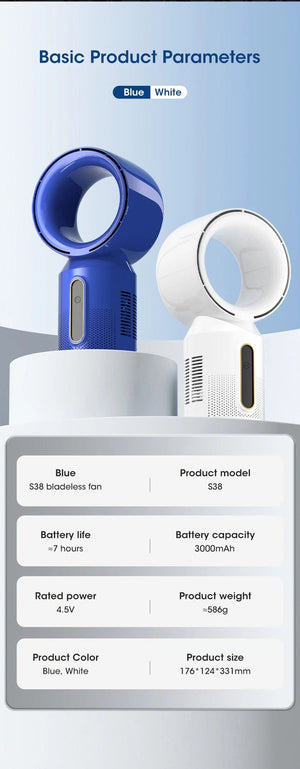 Planet Gates Desktop Bladeless Electric Fan Table Fan 5 Speed Tower Fan For Baby Cooler Air Conditioner USB Rechargeable Cooler Fan