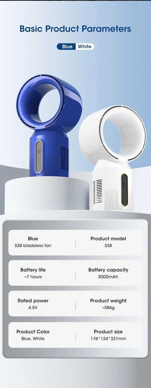 Planet Gates Desktop Bladeless Electric Fan Table Fan 5 Speed Tower Fan For Baby Cooler Air Conditioner USB Rechargeable Cooler Fan