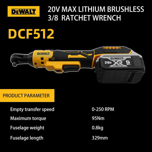 Planet Gates Dewalt Electric Ratchet Wrench DCF512 20V Battery Cordless Driver DCF512 Removal Screw Nut 3/8" Driver Power Tools Impact wrench