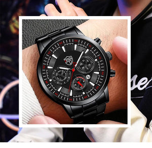 Planet Gates DEYROS Fashion Mens Watches Male Stainless Steel Quartz Wrist Watch Luminous Clock Men Sports Leather Bracelet