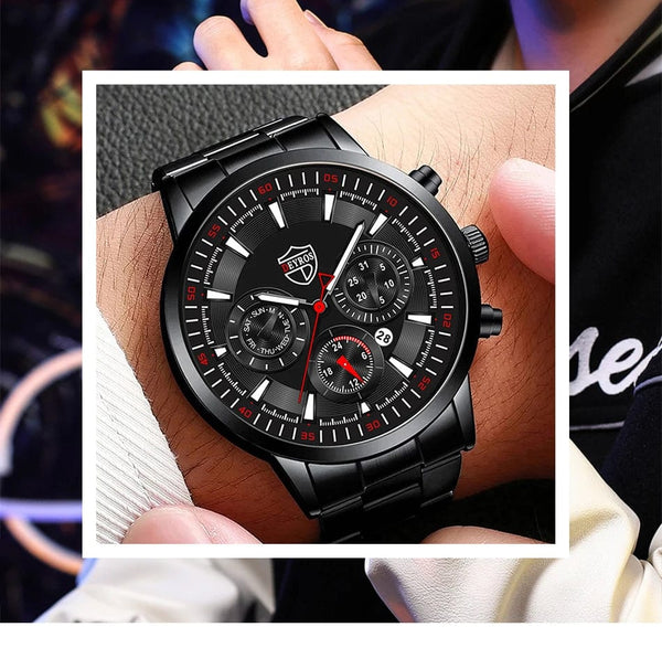 Planet Gates DEYROS Fashion Mens Watches Male Stainless Steel Quartz Wrist Watch Luminous Clock Men Sports Leather Bracelet