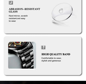 Planet Gates DEYROS Fashion Mens Watches Male Stainless Steel Quartz Wrist Watch Luminous Clock Men Sports Leather Bracelet