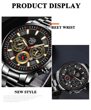Planet Gates DEYROS Fashion Mens Watches Male Stainless Steel Quartz Wrist Watch Luminous Clock Men Sports Leather Bracelet