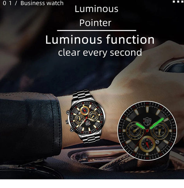 Planet Gates DEYROS Fashion Mens Watches Male Stainless Steel Quartz Wrist Watch Luminous Clock Men Sports Leather Bracelet