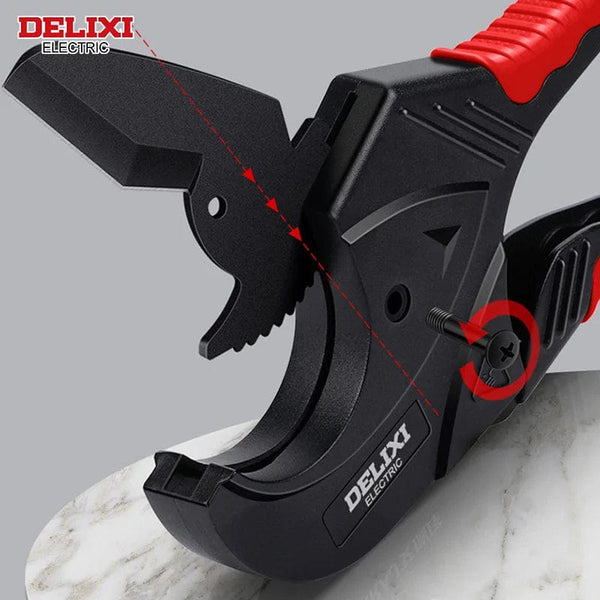 Planet Gates DHGDK33G DELIXI ELECTRIC Pipe Cutter，Pipe Scissors SK5 Material Ratchet Cutter PVC/PU/PP/PE Hose Cutting Hand Tool，for Plumber，Homeowners